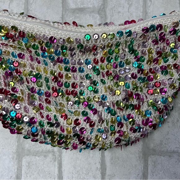 Y2K Sequin Multicolor Crochet Handbag Purse - Picture 2 of 8